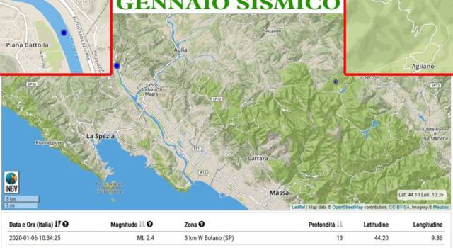Scossa di terremoto a Bolano di La Spezia, avvertita anche in Lunigiana