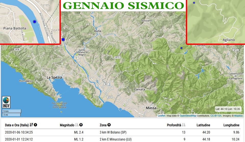 Scossa di terremoto a Bolano di La Spezia, avvertita anche in Lunigiana