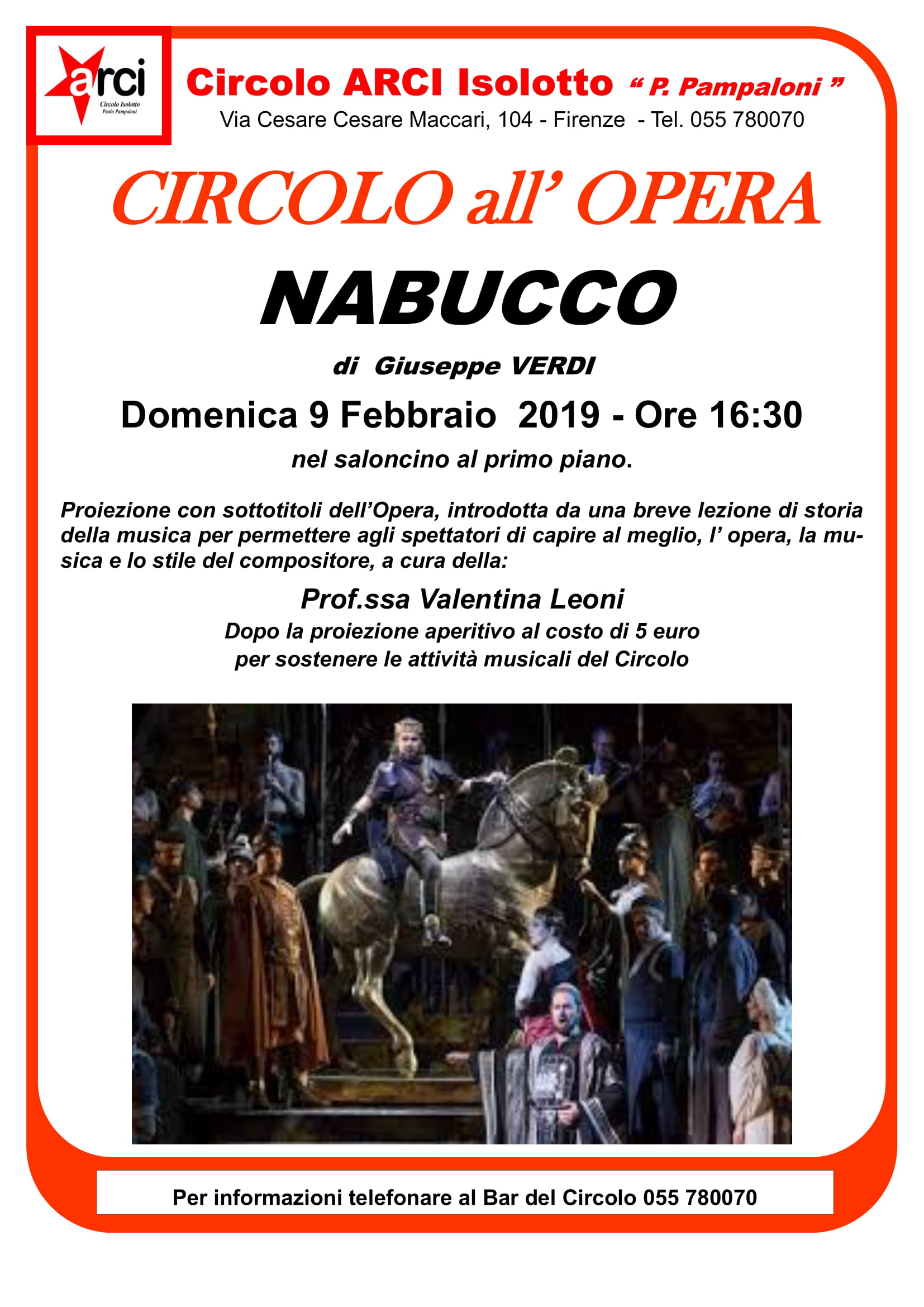 Al Circolo Arci Isolotto Nabucco di Giuseppe nuovo appuntamento con “Il Circolo all’Opera”
