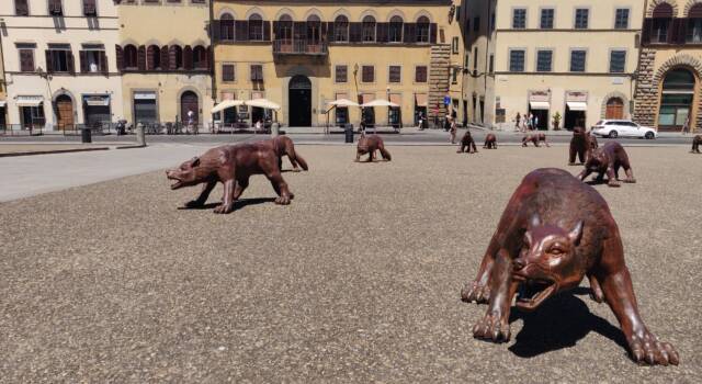 I lupi del maestro cinese Liu Ruowang da oggi esposti sull&#8217;arido spazio davanti a Palazzo Pitti e non solo.