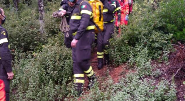 Cade in un fossato in zona boschiva, recuperato da vigili del fuoco e 118