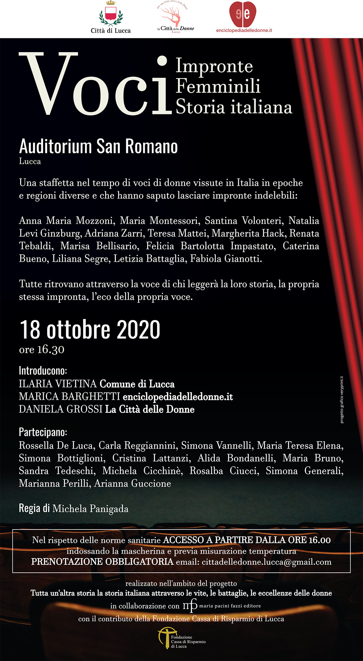 Impronte femminili nella storia italiana, l’evento all’ Auditorium San Romano di Lucca