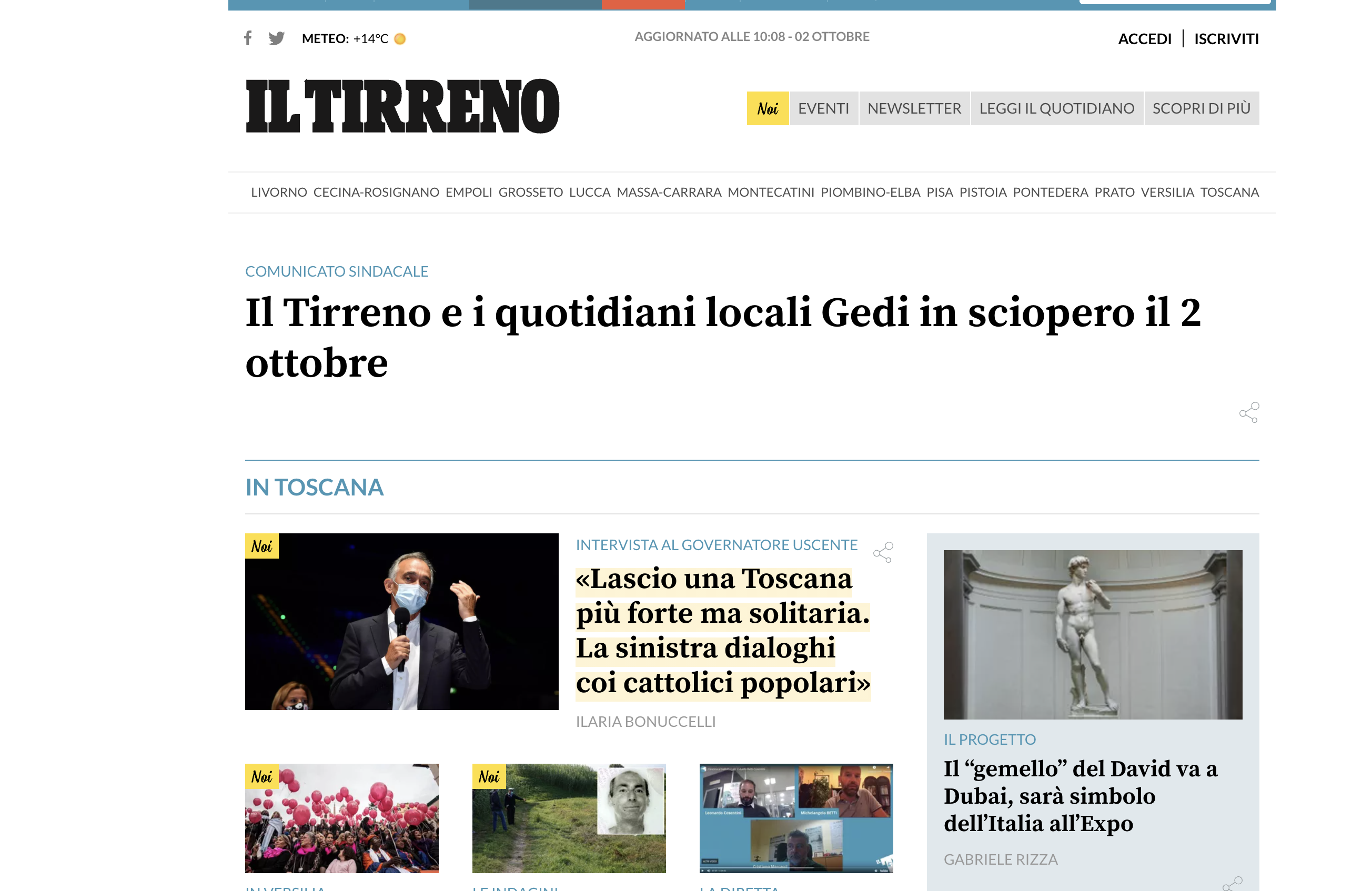 Scipero al Tirreno, la preoccupazione della Regione