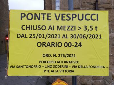 Di nuovo chiuso il Ponte Vespucci