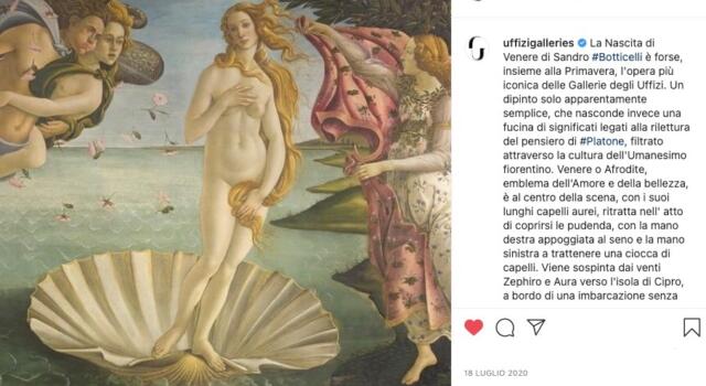 La Venere di Botticelli porta gli Uffizi oltre i 600mila follower su Instagram