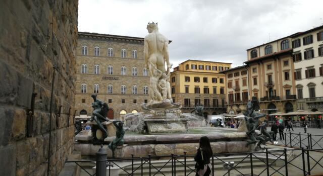 Presidio Rsu vigili urbani a Firenze in piazza Signoria