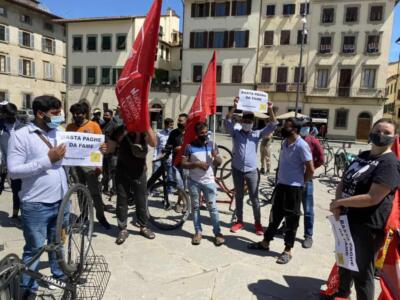 Glovo abbassa le paghe, protesta in piazza dei rider e di Nidil Cgil a Firenze