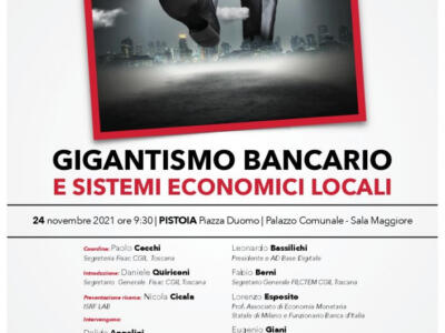 Gigantismo bancario, domani convegno Fisac Cgil a Pistoia
