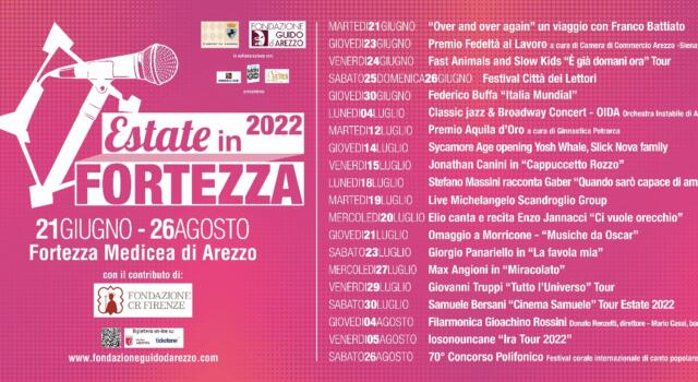Estate in Fortezza 2022, teatro, intrattenimento e musica alla Fortezza Medicea di Arezzo
