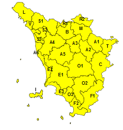 Rischio idrogeologico e temporali forti, codice giallo esteso a tutta la Toscana