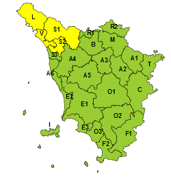 Allerta gialla in Lunigiana, Versilia e Valle del Serchio